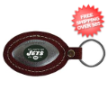 Gifts, Novelties: New York Jets Leather Football Key Ring