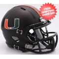 Helmets, Mini Helmets: Miami Hurricanes NCAA Mini Speed Football Helmet <i>2017 Nights Matte Black...