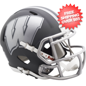 Wisconsin Badgers NCAA Mini Speed Football Helmet <B>SLATE</B>