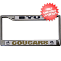 Brigham Young Cougars License Plate Frame Chrome
