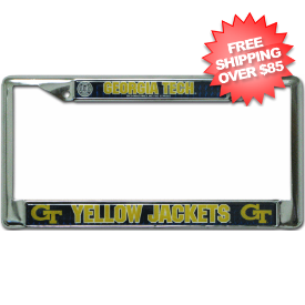 Georgia Tech Yellow Jackets License Plate Frame Chrome Deluxe