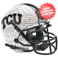 Helmets, Mini Helmets: TCU Horned Frogs Mini Authentic Helmet Schutt <B>White Crosshatch SALE</B>