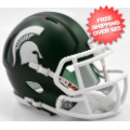 Helmets, Mini Helmets: Michigan State Spartans NCAA Mini Speed Football Helmet <B>Satin Green</B>