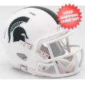 Helmets, Mini Helmets: Michigan State Spartans NCAA Mini Speed Football Helmet <B>Matte White 2017...