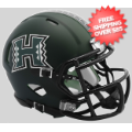 Helmets, Mini Helmets: Hawaii Warriors NCAA Mini Speed Football Helmet <B>Matte Green 2017</B>
