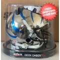 Office Accessories, Desk Items: Memphis Tigers Miniature Football Helmet Desk Caddy <B>Chrome with Blue Str...
