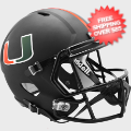 Helmets, Full Size Helmet: Miami Hurricanes Speed Replica Football Helmet <i>2017 Nights Satin Black</...