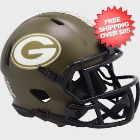 Green Bay Packers NFL Mini Speed Football Helmet <B>SALUTE TO SERVICE</B>