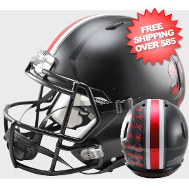 Ohio State Buckeyes Speed Football Helmet <B>Satin Black with Red Buckeyes</B>